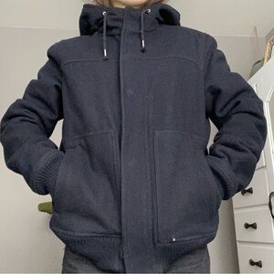 GAP Men's Wool Deep True Navy Bomber Jacket Fits Sz S